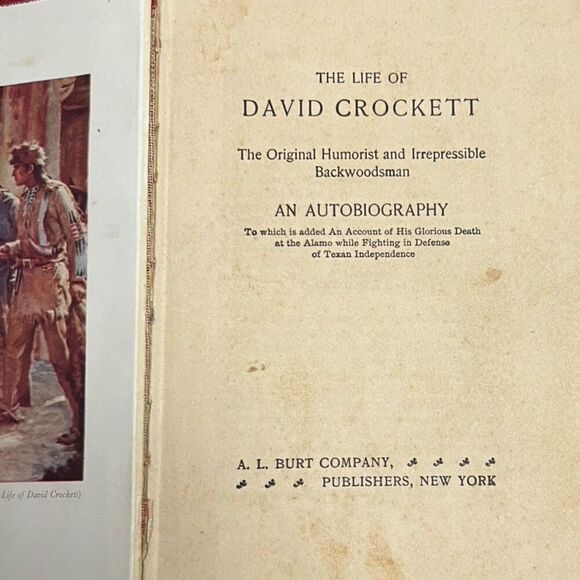 Antique 1902 Life of David Crockett by E. A. Brainerd Hard Cover Book - Picture 6 of 16